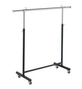 Adjustable Textile Garment Display Stand with Wheels | Heavy-Duty Rolling Cloth Rack (3*5)