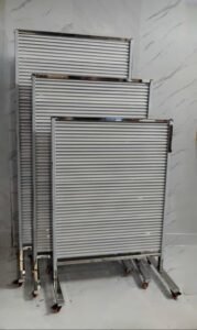 Foldable Rolling Display Panel Stand with Shutter Design – Heavy Duty Metal Display Divider on Wheels (1 pcs)