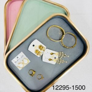 Premium Side Metal Velvet Jewelry Organizer Tray – Multipurpose Display for Rings, Earrings & Bangles