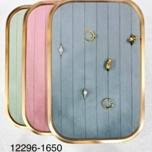 Luxury Side Metal Velvet Jewelry Organizer Tray with Gold Frame – Ring & Earring Display