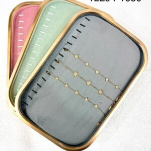 Premium Side matal Velvet Jewelry Organizer Tray with Gold Frame – Necklace & Bracelet Display