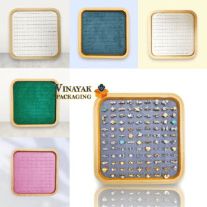 Wooden Ring Display Tray | Velvet Jewelry Organizer