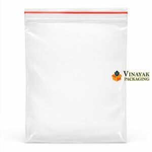 Transparent Sticker Seal Plastic Bag | Reusable Clear Packaging Pouch with Red Seal (100 pcs)