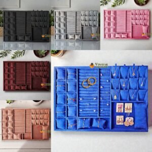 Luxury Velvet exhibition Jewellery Tray with Multi-Section Ring, Earring & Necklace Display (size 20*30)