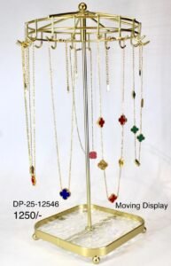 Premium Gold Rotating Necklace Display Stand with Multiple Hooks