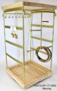 Premium Wooden & Metal Jewelry Display Stand with Rotating Hooks | Multi-Purpose Earring, Bracelet & Bangle Organizer