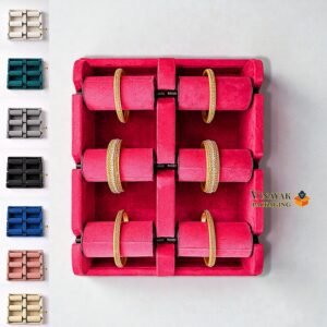 Velvet Bangle Display Tray – 6 Roll Jewelry Organizer Stand for Bangles, Bracelets & Kada