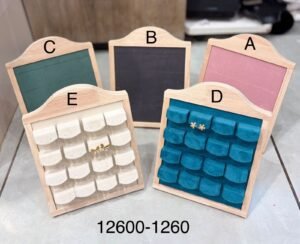 Wooden Earrings Display Stand with Velvet Slots | Jewelry Organizer Board for Studs & Small Earrings