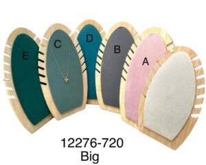 Big Wooden Jewellery Display Stand for Necklaces & Chains – Velvet Finish Countertop Holder