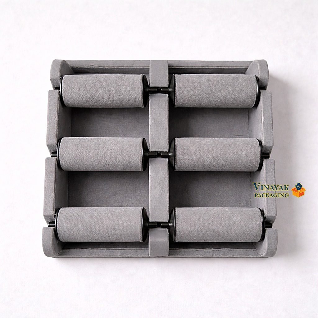 Velvet Bangle Display Tray – 6 Roll Jewelry Organizer Stand for Bangles, Bracelets & Kada - Image 4