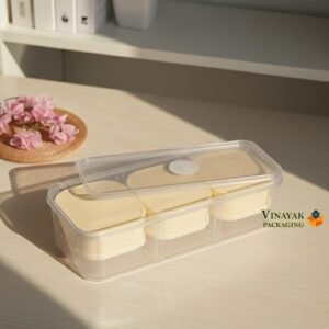Premium Transparent bangle Plastic Storage Container with Airtight Lid - 6 pcs (3*3*1 inch)